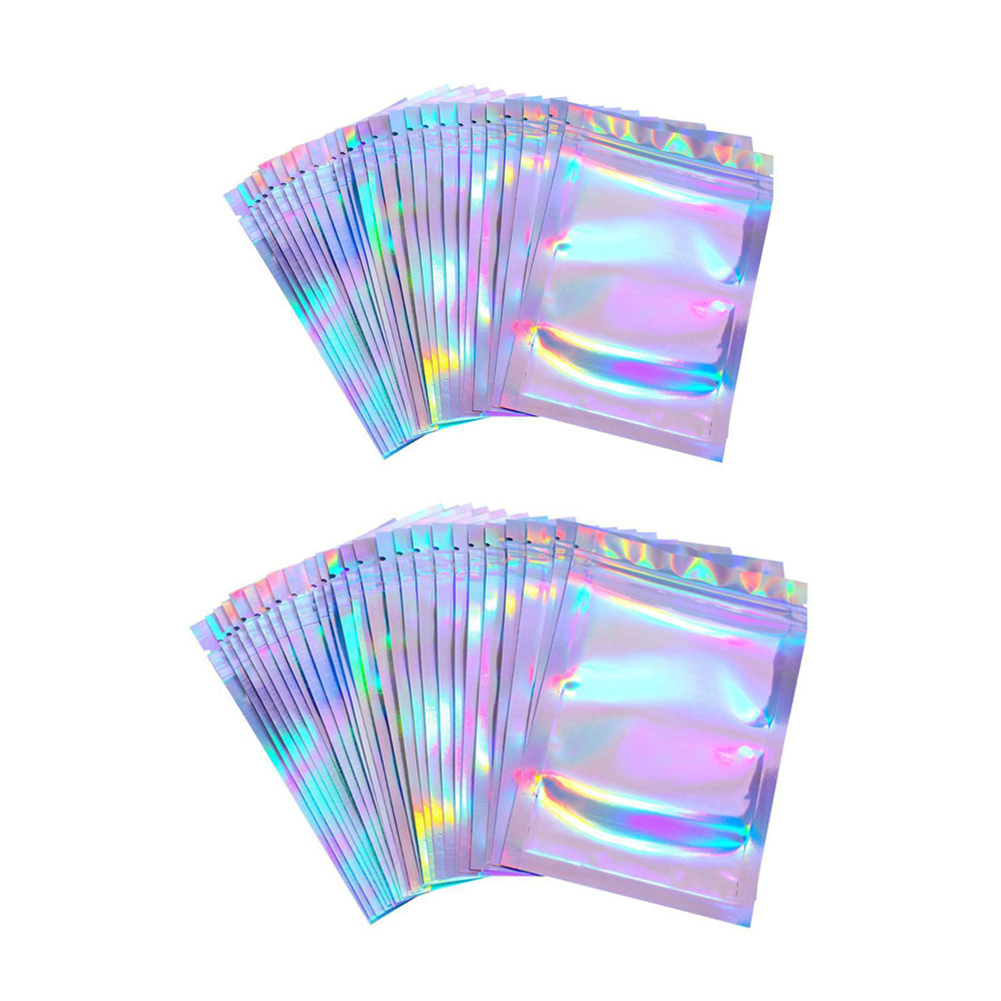 

100pcs Translucent Holographic Rainbow Film Sealed Bag Laser Storage Bag, 7.5*10cm, 501 Original