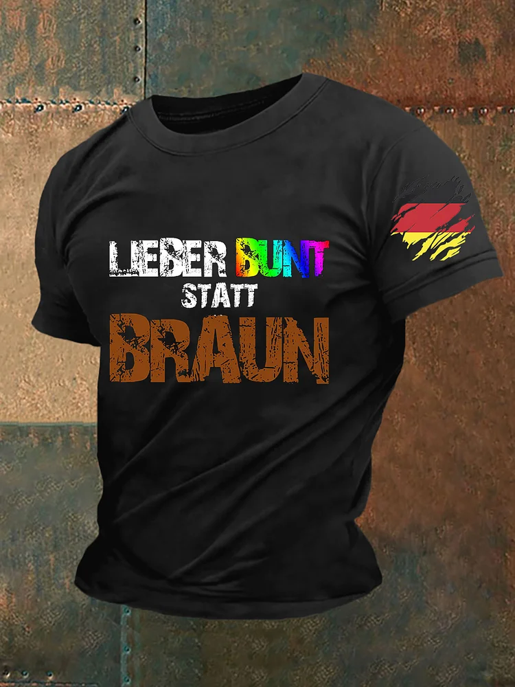 Herren Lieber Bunt Statt Braun Bedrucktes Kurzarm-T-Shirt