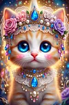 Luxury AB Velvet Diamond Painting Kit - Cat with a Crown