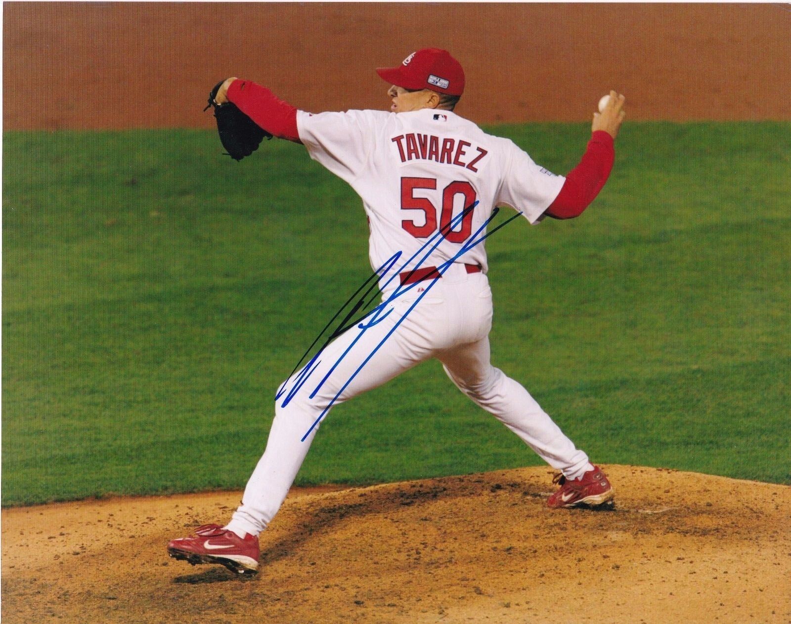 JULIAN TAVAREZ ST. LOUIS CARDINALS ACTION SIGNED 8x10