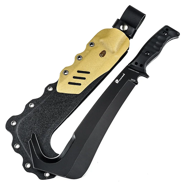DC53 Steel Jungle King Machete Fixed Blade Knife with Black G10 Handle(7.5'') 