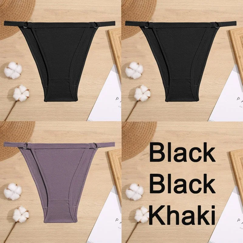 3PCS/Set Cotton Panties Underwear Bikini Style Women's Lingerie Sexy Panties Female Underpants Design Waist Band Briefs Pantys