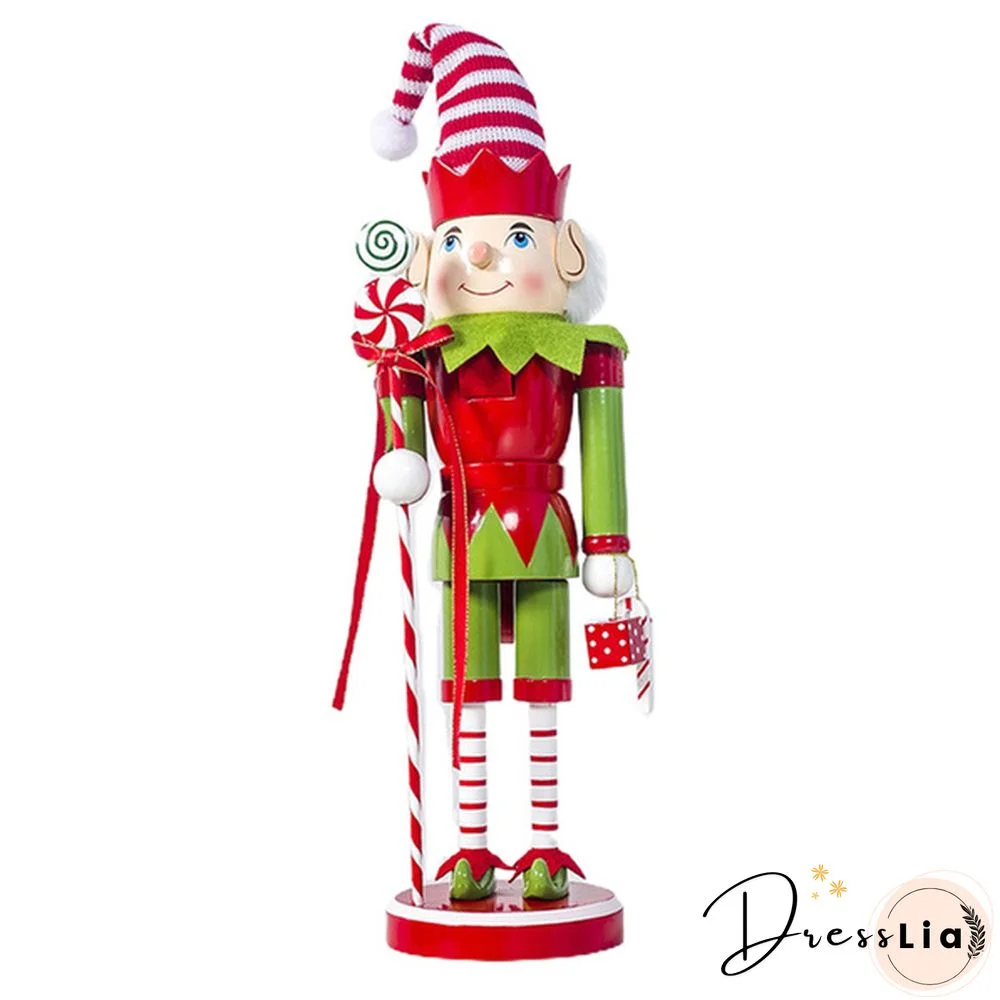 Christmas Wooden Standing Ornaments Cute Cartoon Santa Snowman Elf Nutcracker Doll Figures Puppet Toy Home Tabletop Decoration Gifts Gre