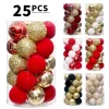 25PCS Golden Shimmers Christmas Velvet Hanging Decor Balls