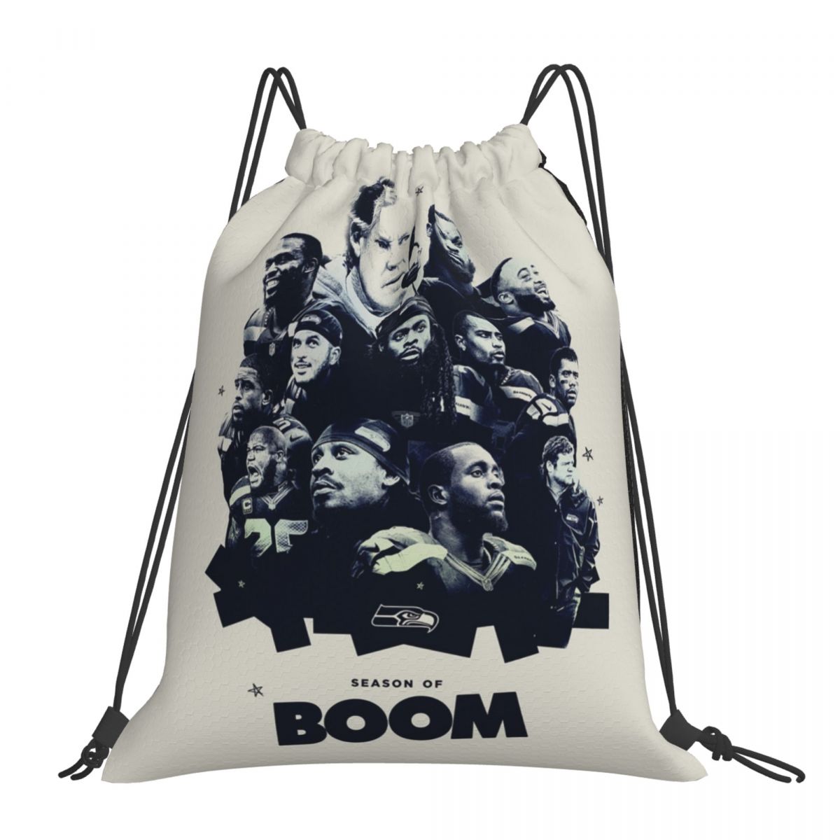 Seattle Seahawks Season Of Boom Waterproof Adjustable Lightweight Gym Drawstring Bag