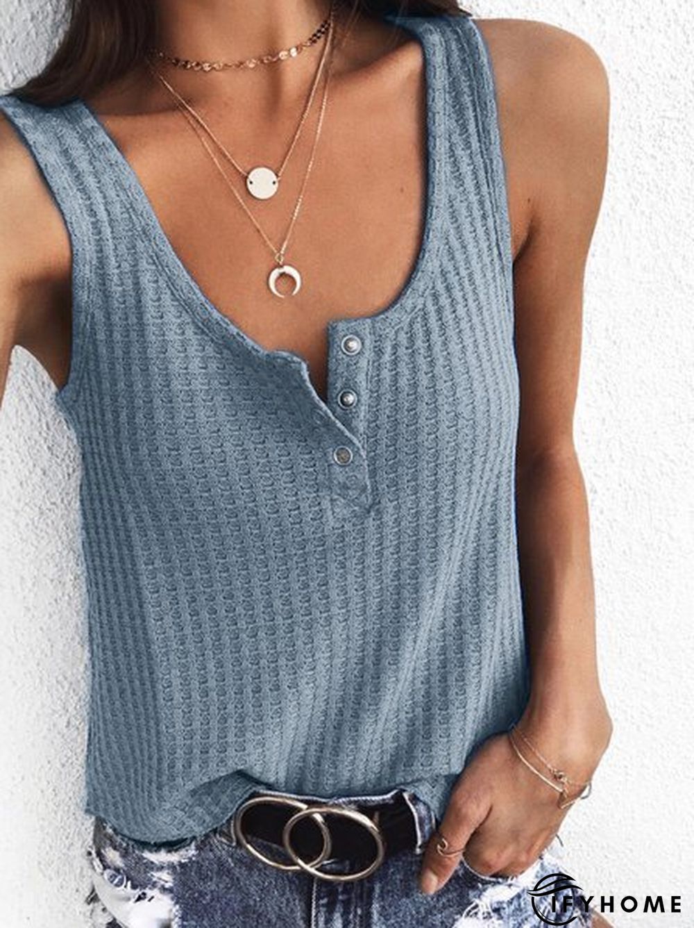 Casual Solid Sleeveless T-shirt | IFYHOME