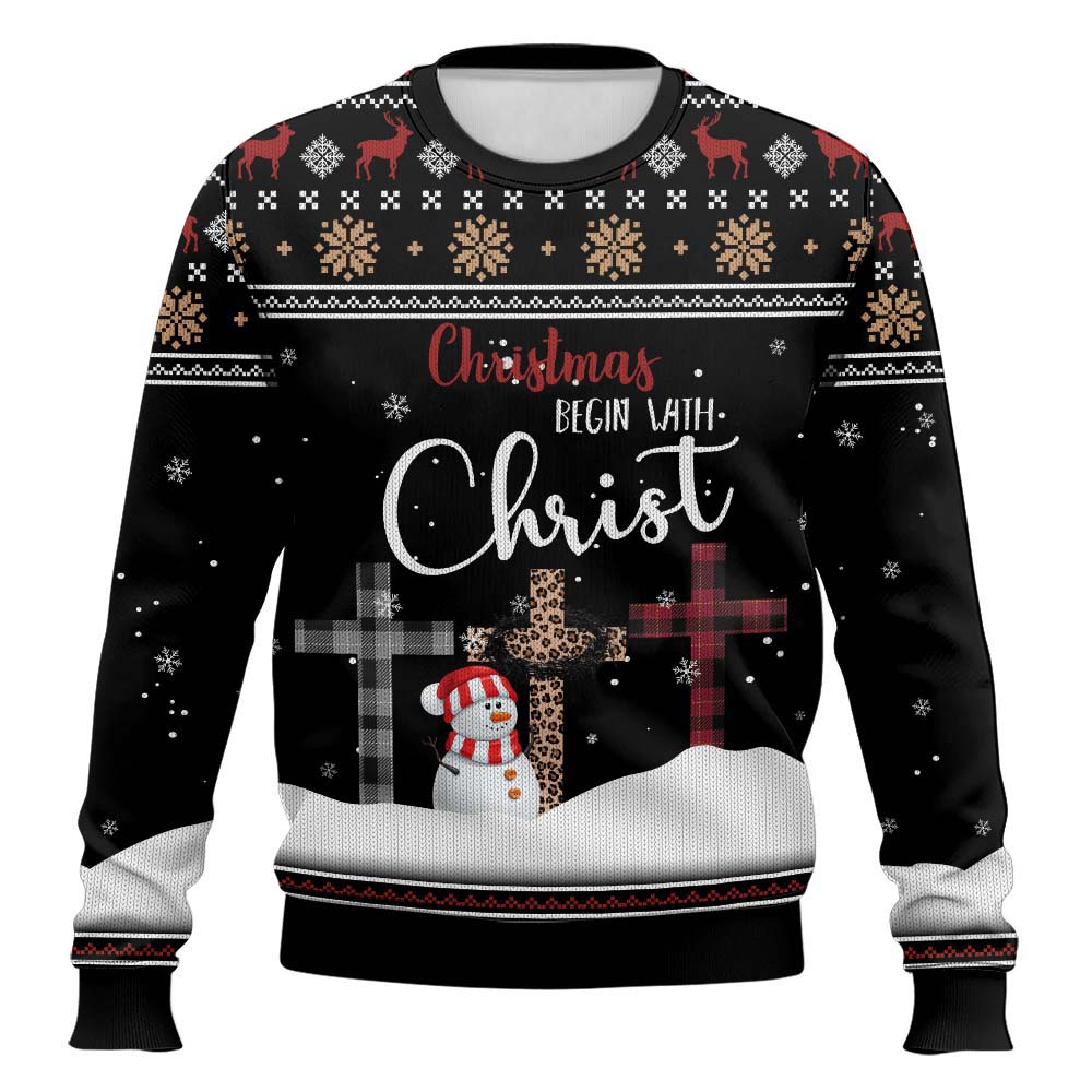 Christmas Begins With Christ's Ugly Christmas Sweater