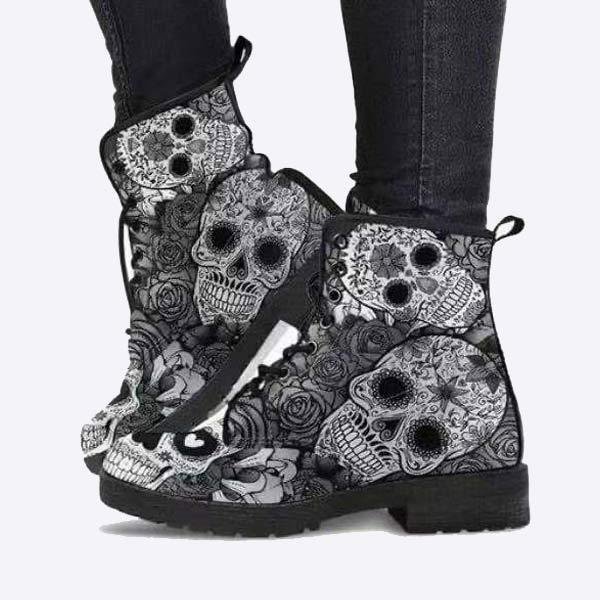 Women'S Skull Print Lace-Up Martin Boots 26035924C