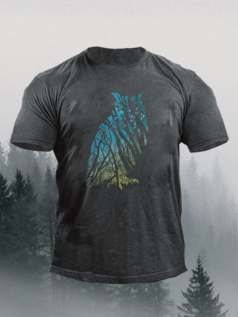 Men's Outdoor Owl Forest Short-Sleeved Shirt