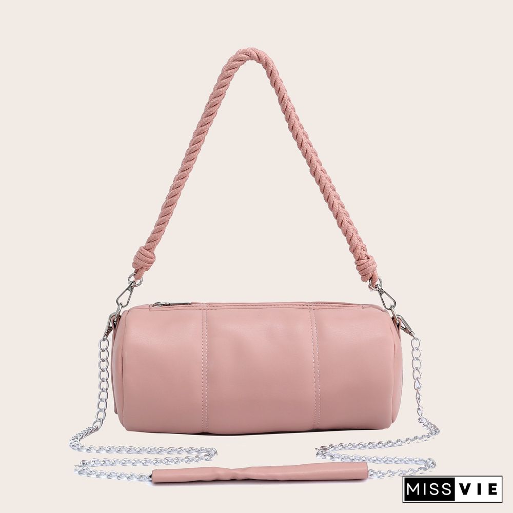 Daily Plain Cylindrical Chain Shoulder Bag