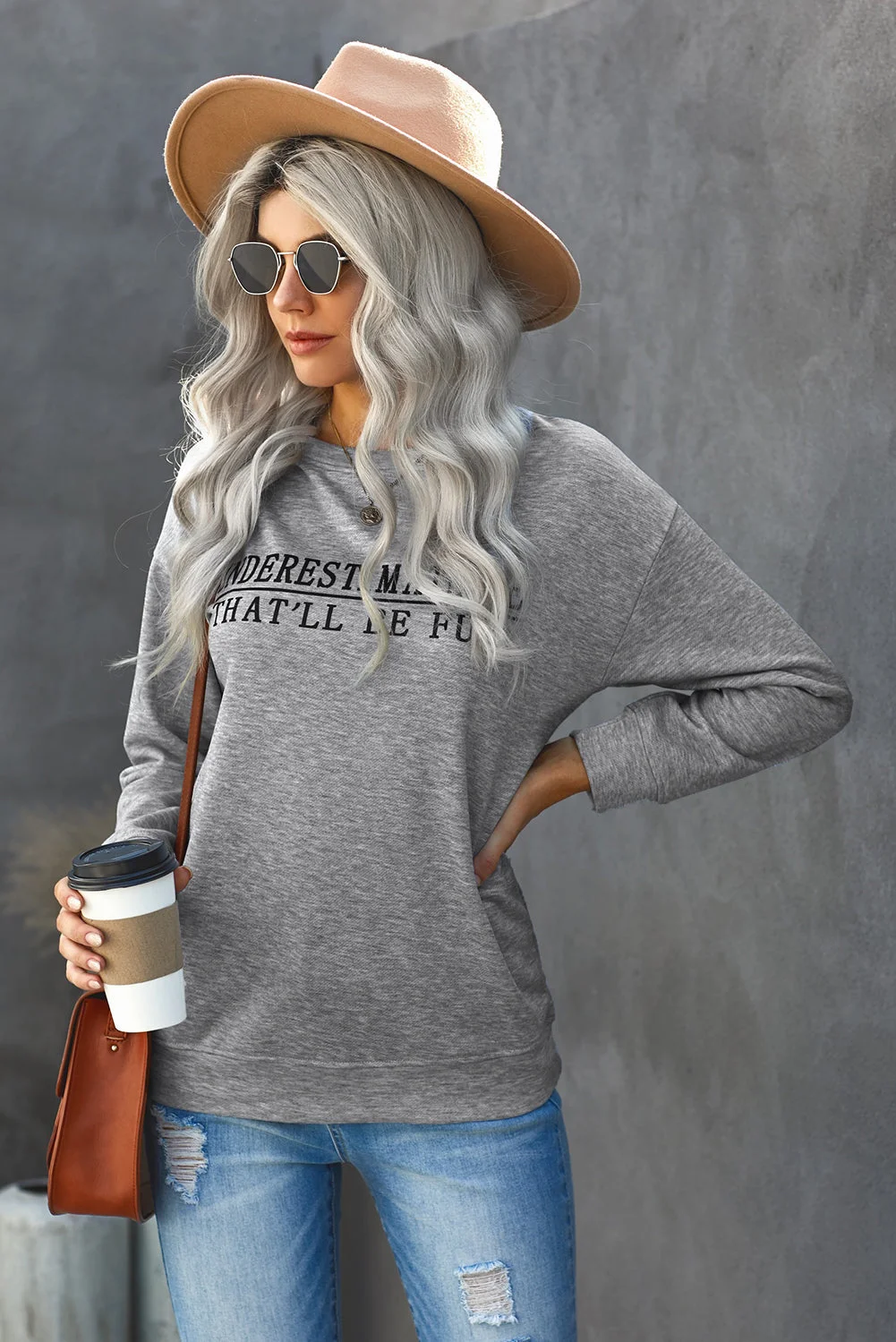 UNDERESTIMATE ME THAT WILL BE FUN Gray Sweatshirt