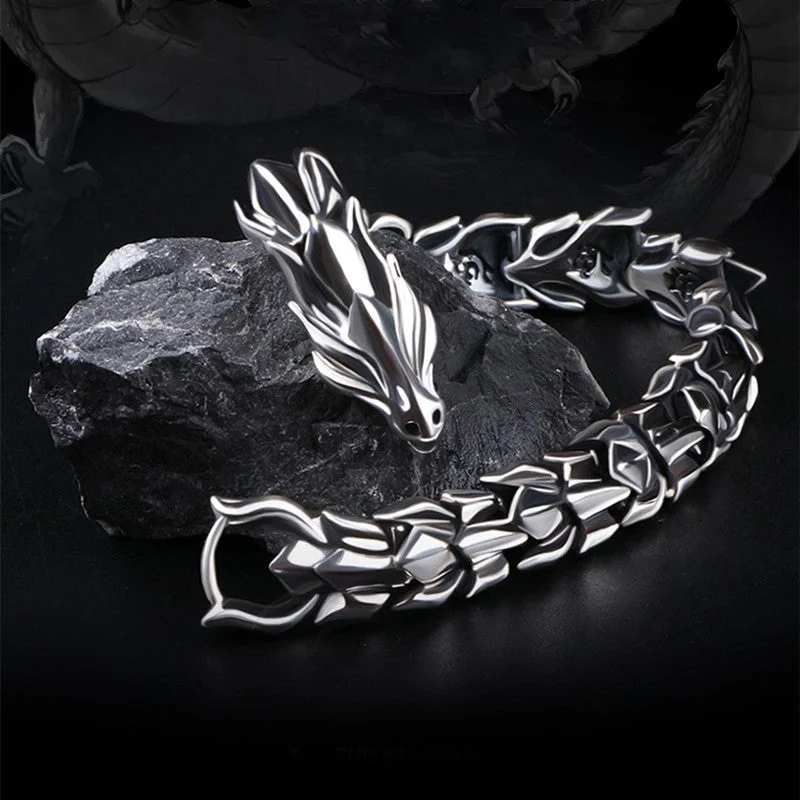 S925 Sterling Silver Bracelet Men's Personality Fashion Jewelry Hip Hop Punk Style