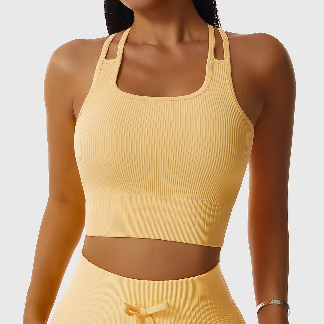 Solid back cross sweatwicker sports bra