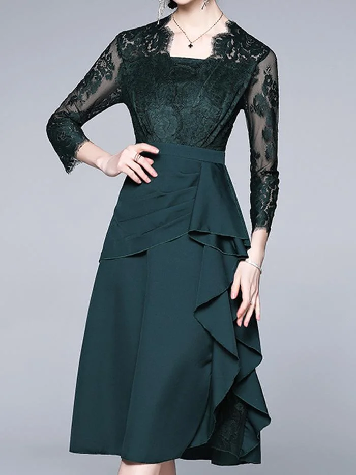 Fashion Lace Mid-length Dress