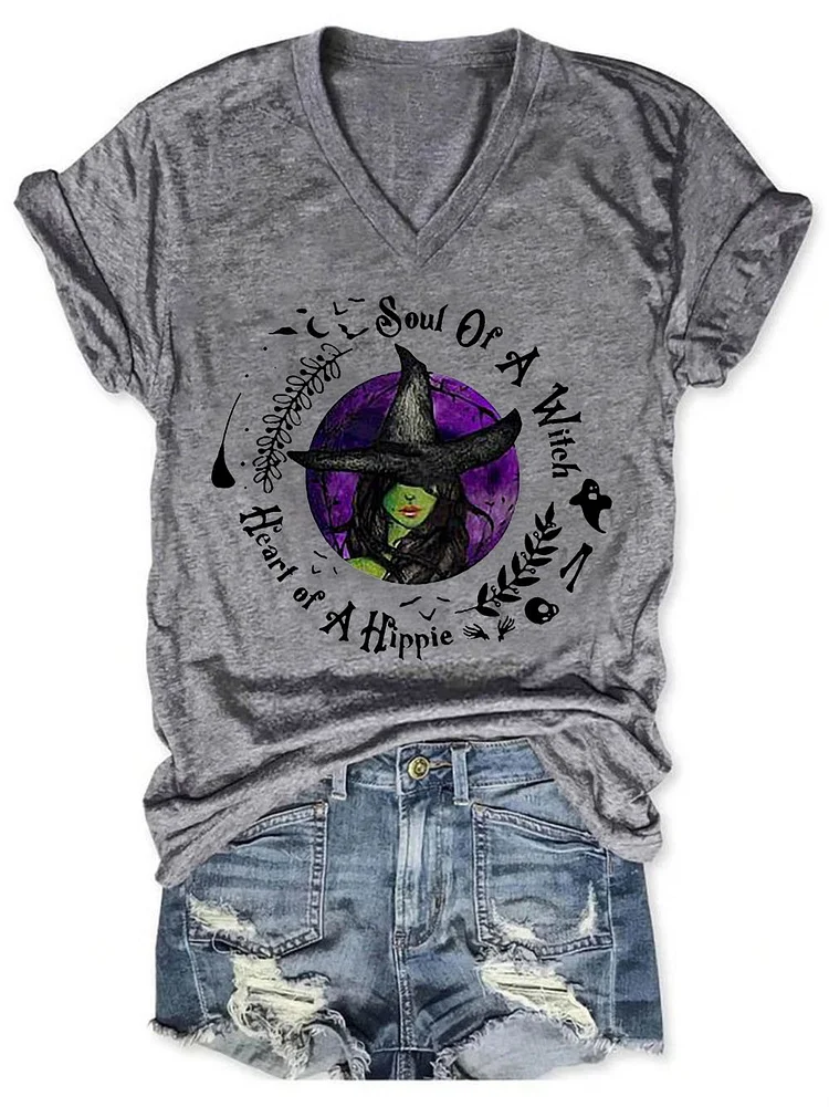 Women's Hippie Witch Print Casual T-Shirts