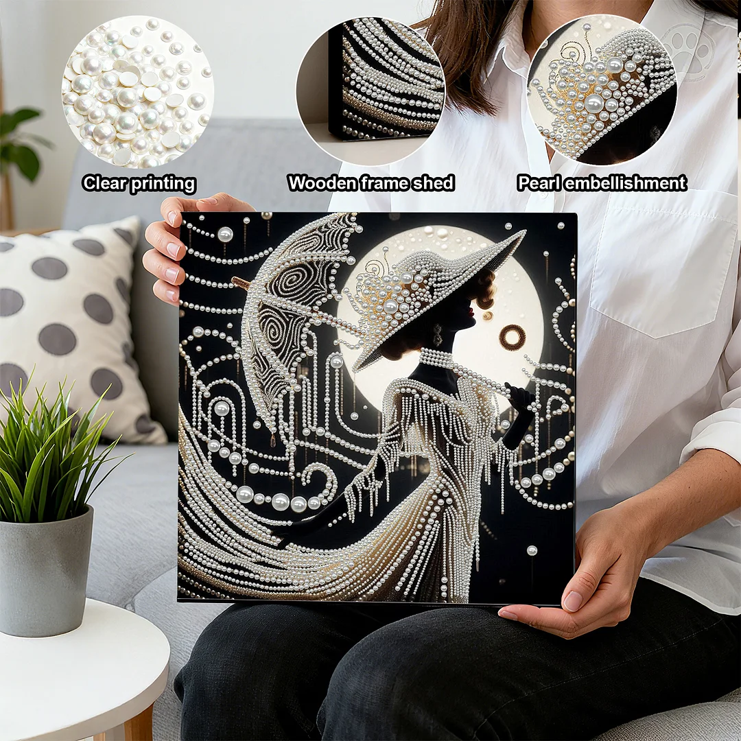 Art Deco Pearl Lady DIY Pearl Art Diamond Painting 30x30cm for Home Wall Decor