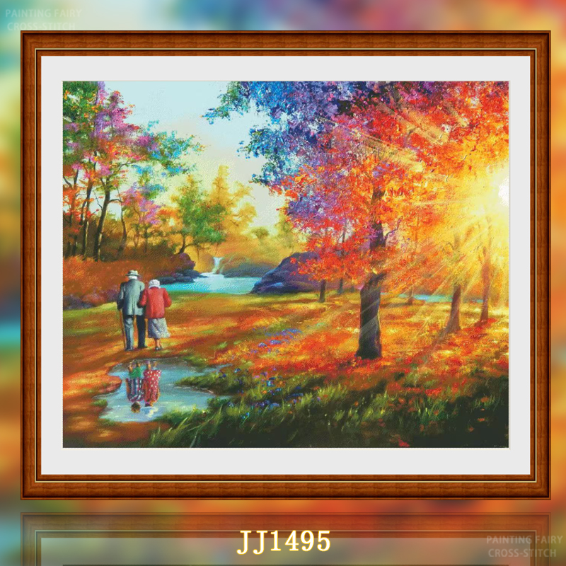 1set DIY Printed Cross Stitch Kit 【JJ1495- Hand in Hand】printed (stamped) cross-stitch Painting Fairy Cross Stitch