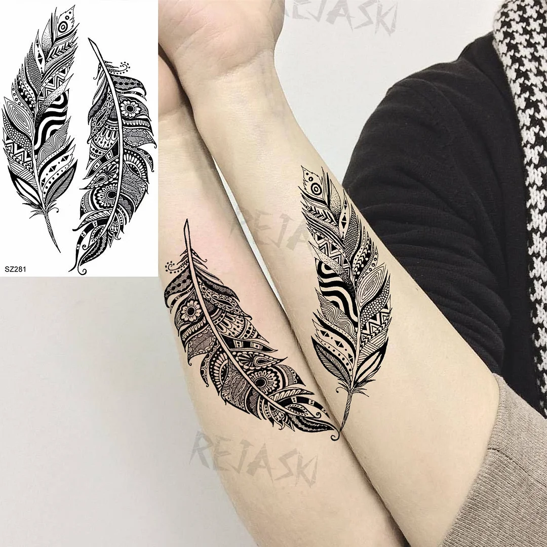 Black Little Dandelion Fashion Feet Temporary Tattoos For Women Adult Feather Spartan Realistic Fake Tattoo Body Art Tatoo Decal