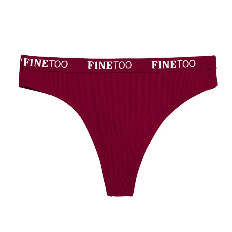 FINETOO Women G-string Cotton Thong M-XL Letter Design Femme Underwear Sexy Panties Underpant Intimate Thong Girl Panty Lingerie