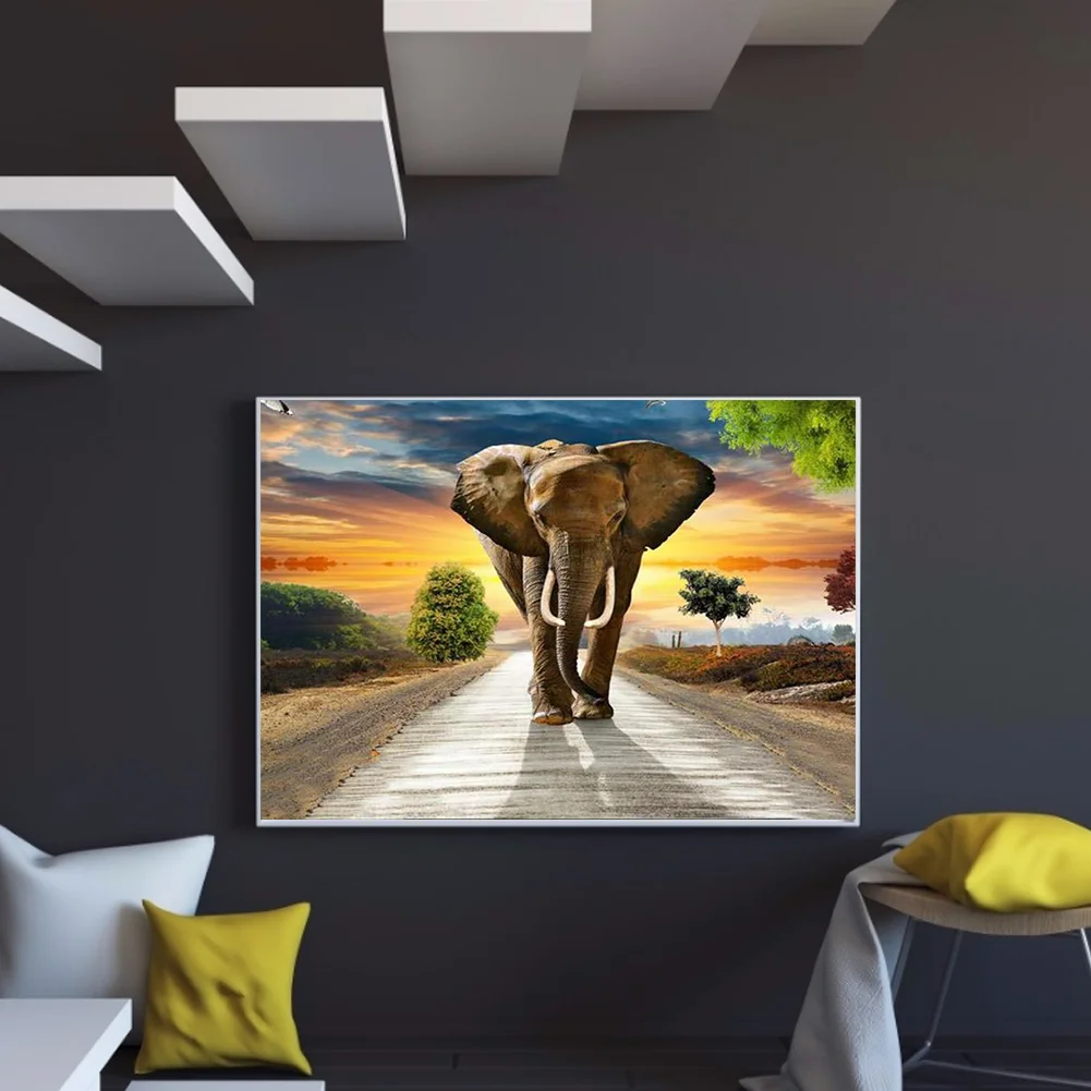 Full Round Diamond Painting 40*30cm - African Elephant