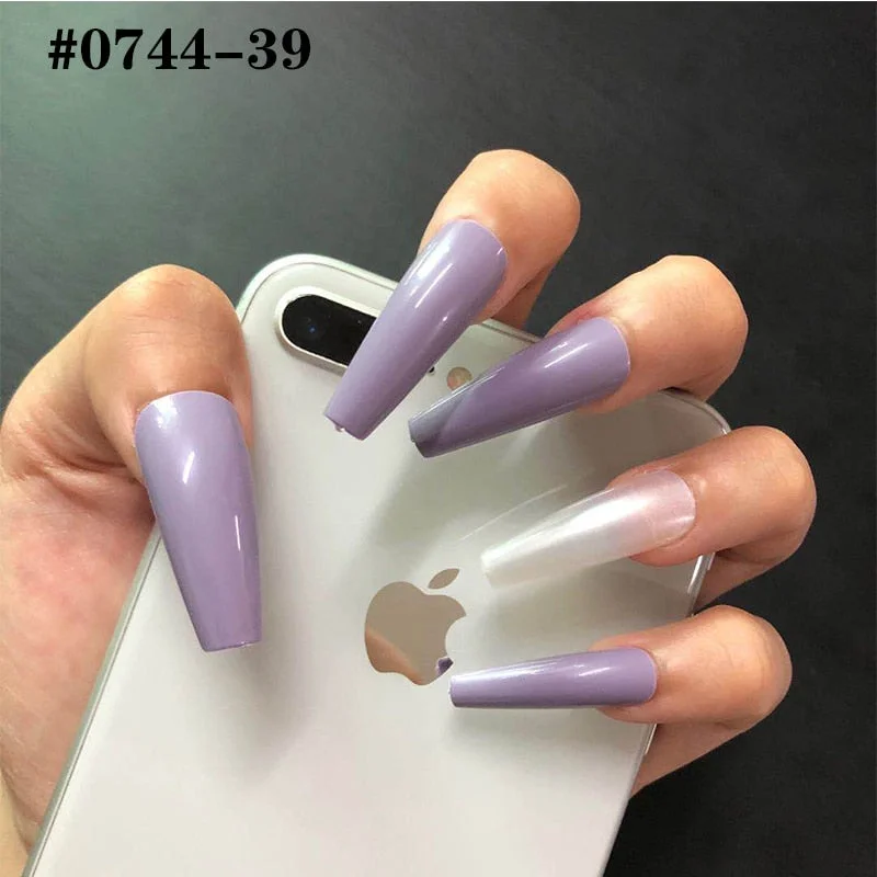 Lamemoria 100/500pcs/opp/box Fake Nails Coffin Nail Tips Press on Nails Natural Clear Long Ballerina DIY False Nail Full Cover-Nail Inspo