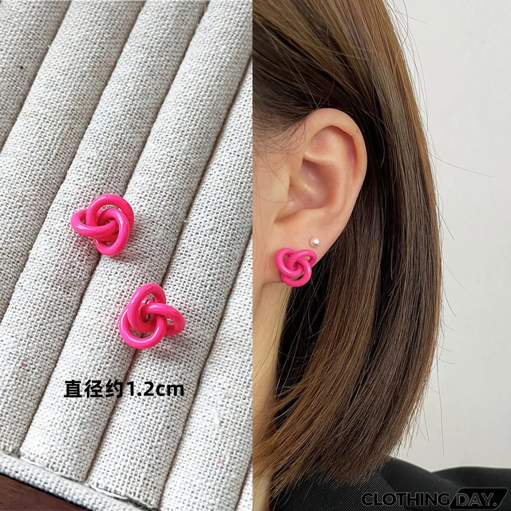 Women Fashion Geometric Fluorescent Rose Without Ear Hole Ear Clip Earrings