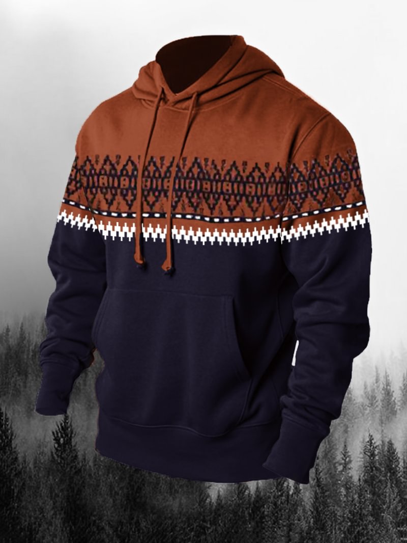 Color Block Long Sleeve Men's Hoodie