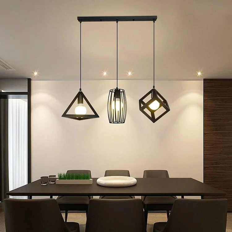 Geometric LED Adjustable Black Vintage Pendant Lighting Chandelier - Appledas