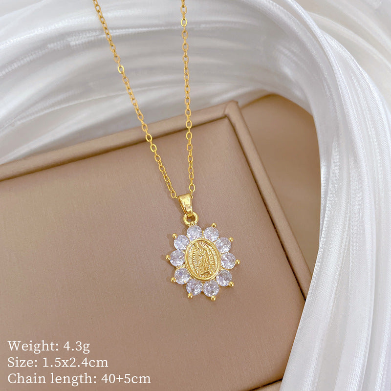 Copper Micro-Inlaid Necklace For Women Copper Micro-Inlaid Real Gold Electroplating Simple Ins Exquisite Clavicle Chain Neck Chain