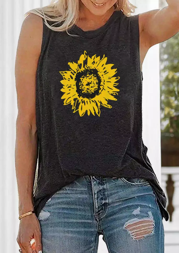 Sunflower Sleeveless O-Neck Tank