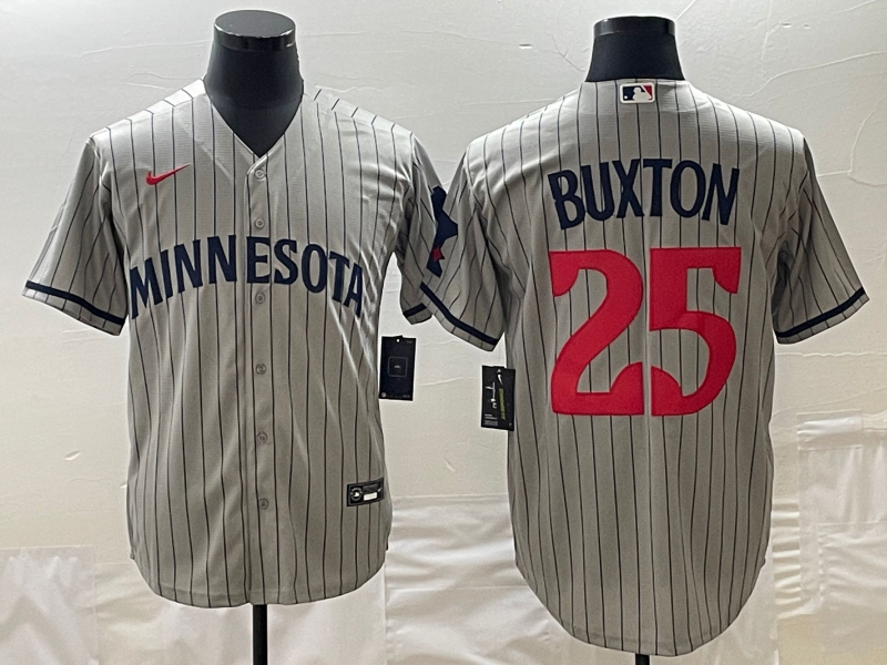 Men's Minnesota Twins Byron Buxton #25 Gray Alternate Replica Player Jersey mysite