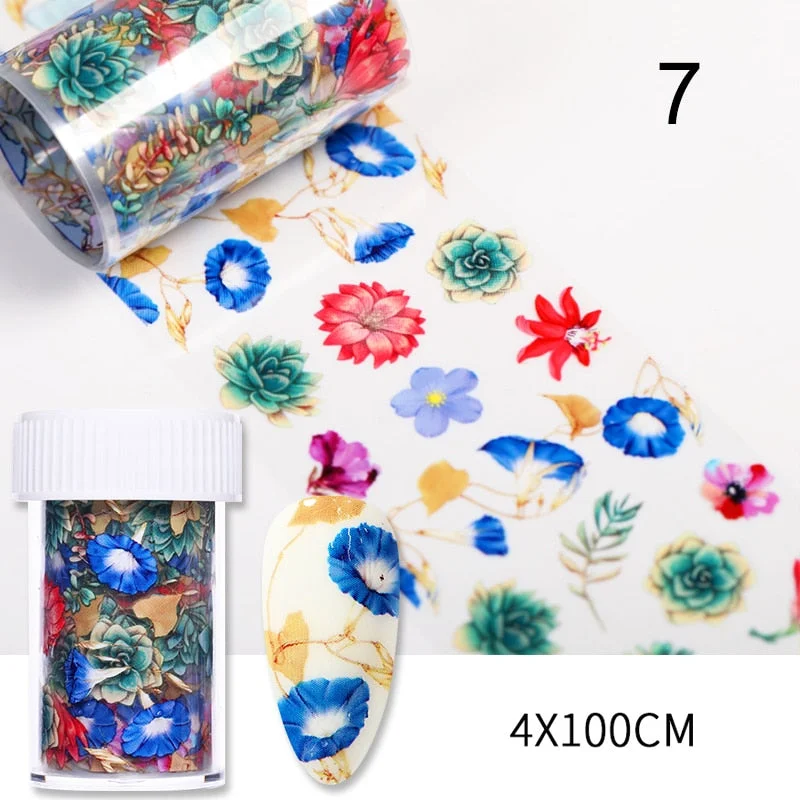 10Pcs/Bag Marble Nail Art Transfer Foil Sticker Flower French Tip Wraps Adhesive Decals Nails Decoration Manicures Accessories-Nail Inspo