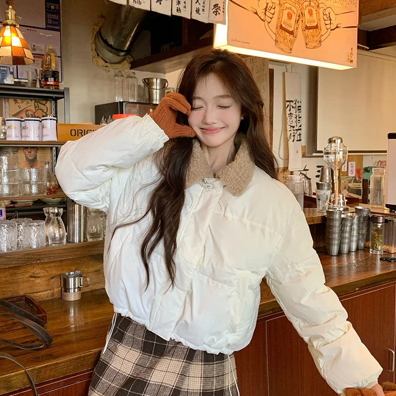 Woherb This Year's Popular Hot Style Winter Coat Female Retro Stitching Down Cotton-Padded Jacket Small Short Cotton-Padded Jacket Jacket Tide-Outfit Ideas