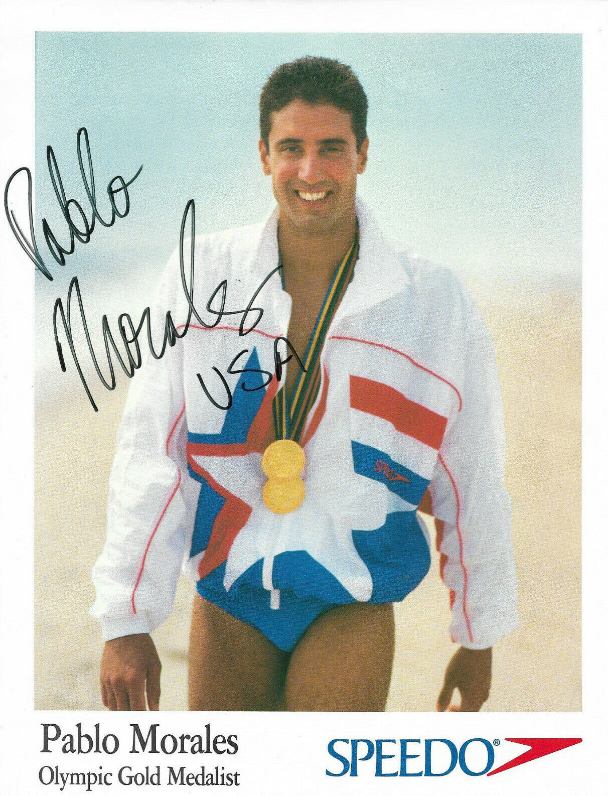 PABLO MORALES SWIMMING OLYMPICS HAND SIGNED AUTOGRAPHED 8.5x11 Photo Poster painting WITH COA