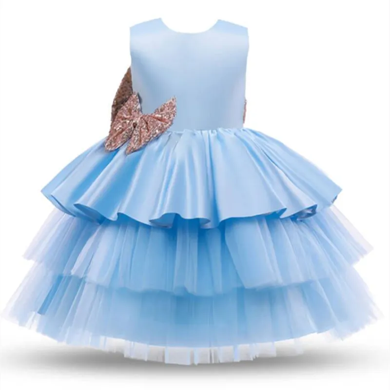Toddler Baby Girls Dresses Sequin Bow Princess Costume For Kids Birthday Wedding Party Vestido Children New Year Evening Clothes