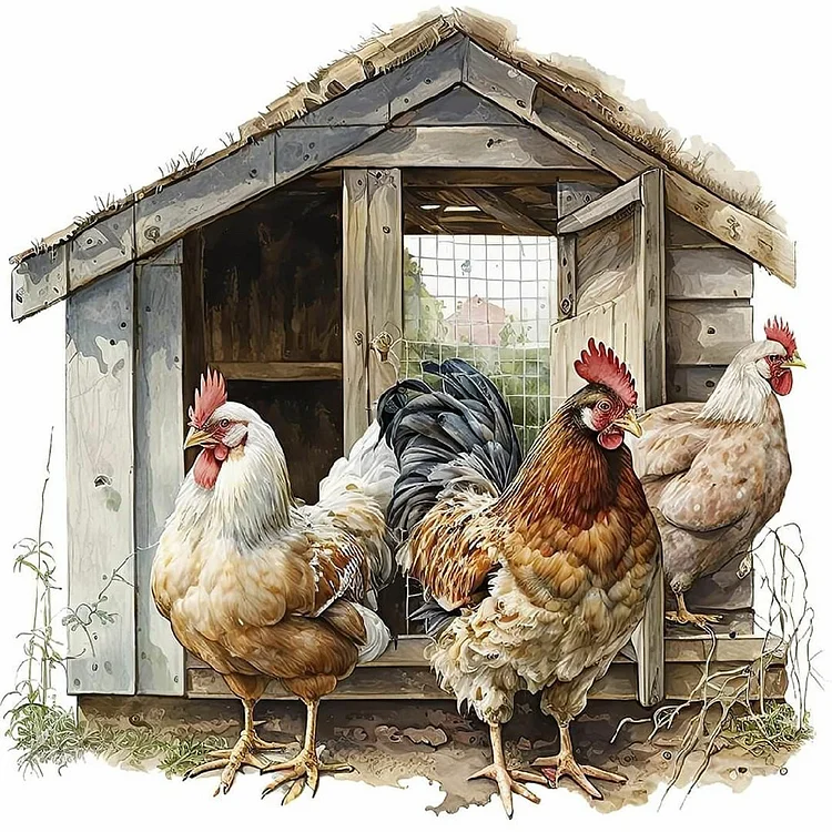 Chicken Coop 30*30CM(Canvas) Full Round Drill Diamond Painting gbfke