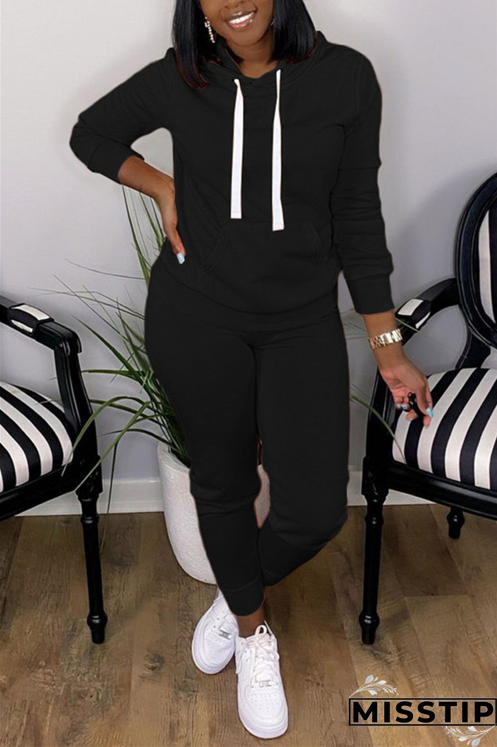 Orange Fashion Casual Long Sleeve Hooded Collar Regular Sleeve Regular Solid Two Pieces