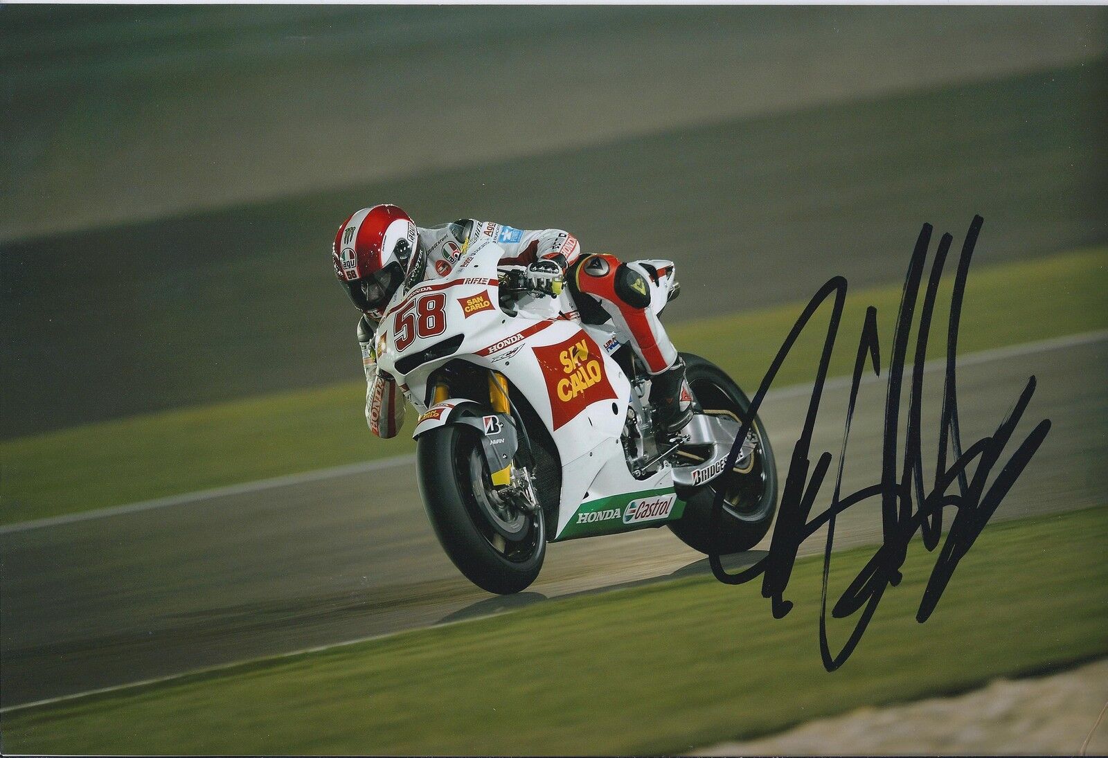 Marco SIMONCELLI Honda San CARLO SIGNED Autograph RARE 12x8 Photo Poster painting AFTAL COA