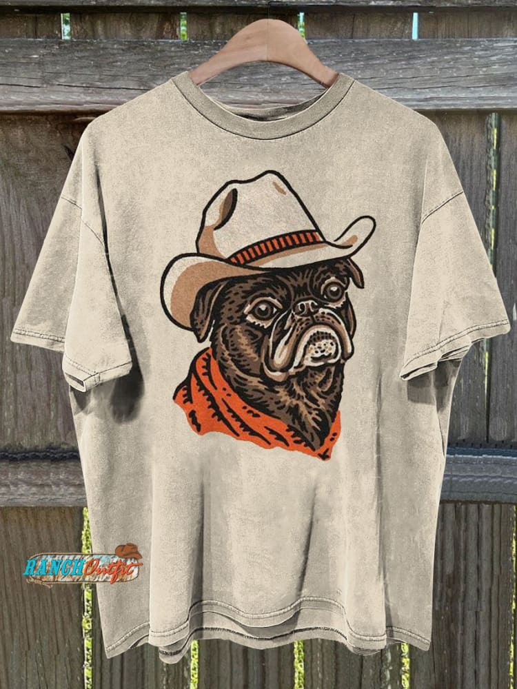 Cowboy Puppy Printed T-Shirt Colorful / S