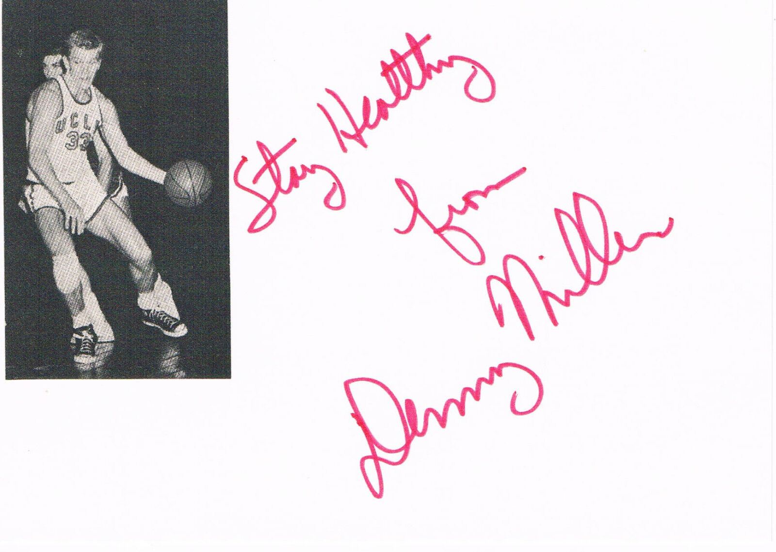 Denny Miller 1934- autograph card 4x6