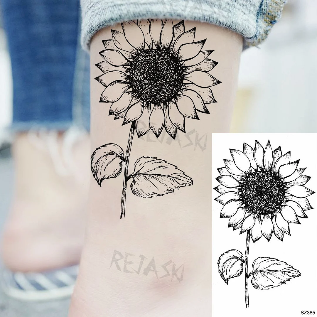 Realistic Sunflower Fashion Wrist Temporary Tattoos For Women Gilr Butterfly Geometry Fake Tattoo Custom Armbands Washable Tatoo