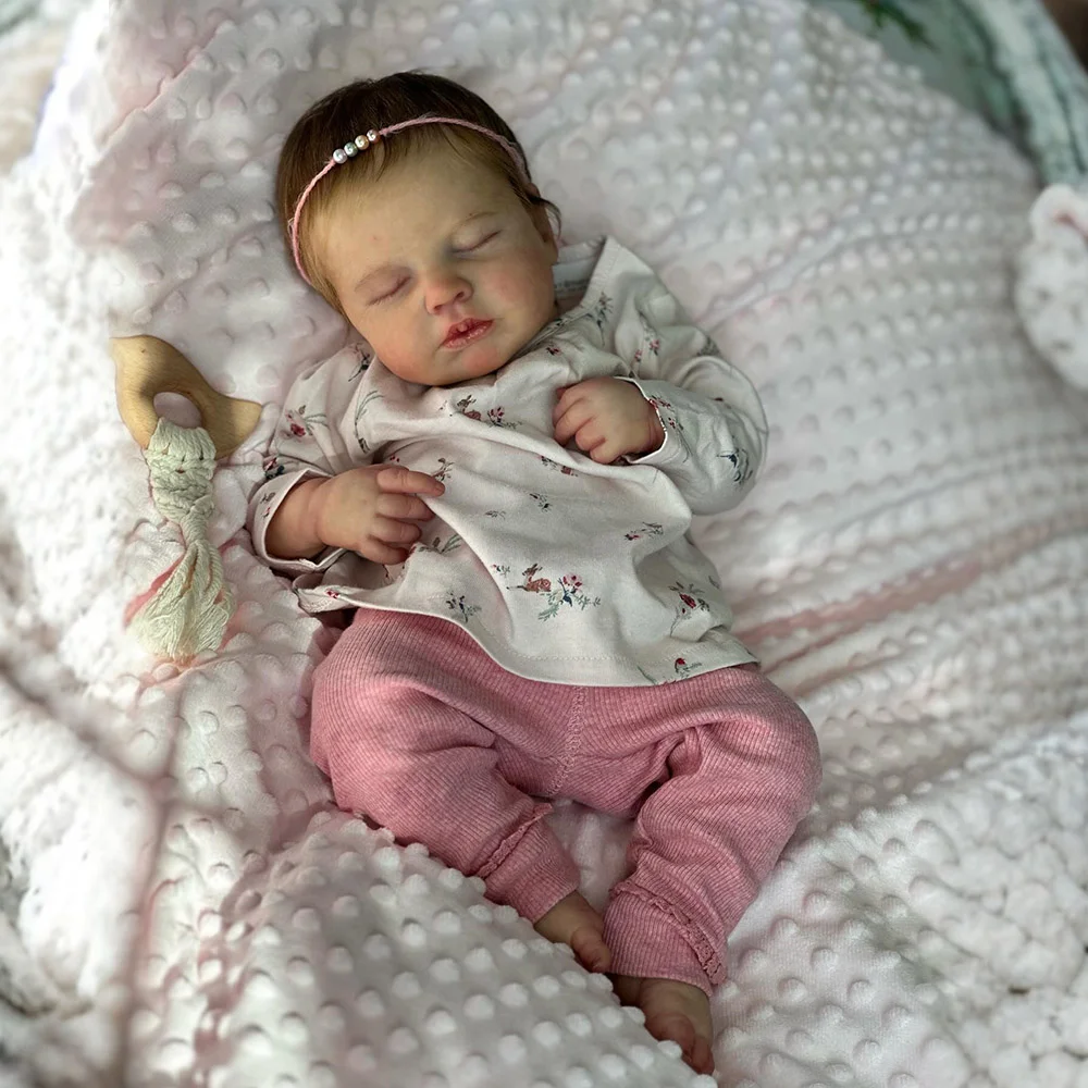 [Heartbeat💖 & Sound🔊] 20" Handmade Lifelike Reborn Newborn Baby Sleeping Girl Named Muxa with Hand-Painted Hair -Creativegiftss® - [product_tag] RSAJ-Creativegiftss®