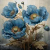Blue Poppy Flower-11CT Stamped Cross Stitch 40*40cm