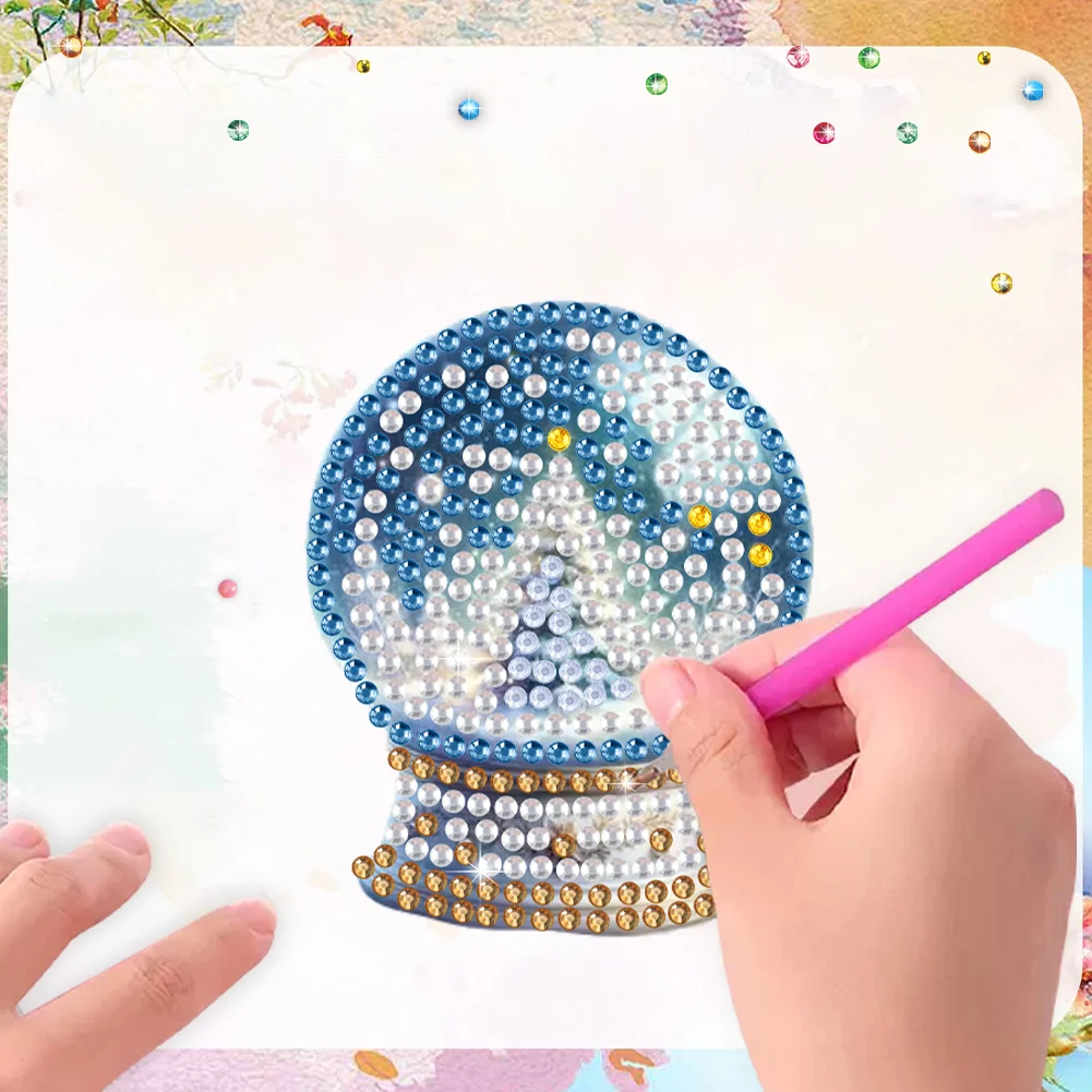 6Pcs Acrylic Christmas Crystal Ball Diamond Painting Fridge Magnet for Beginners