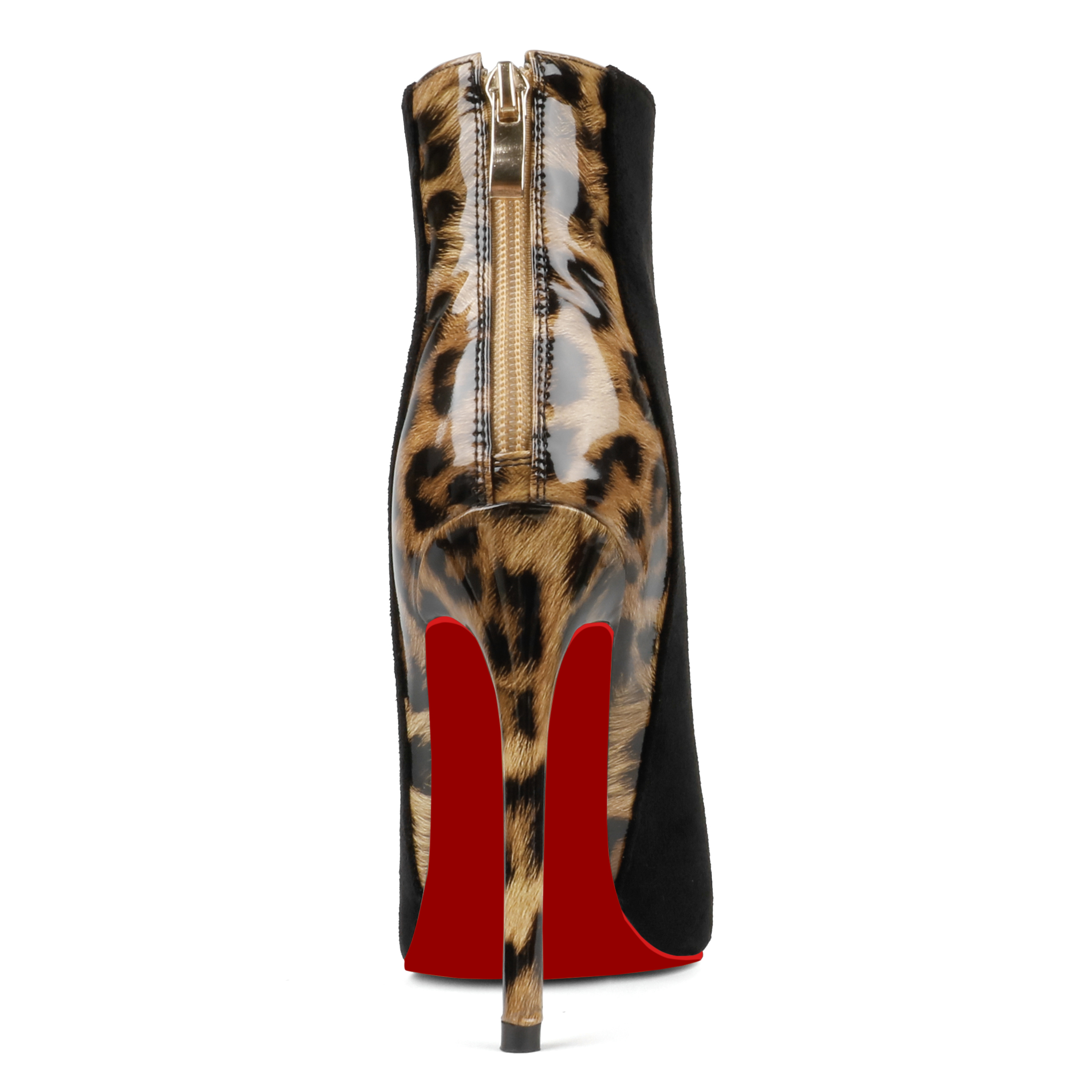 100mm/120mm Women's Black Ankle Boots Closed Pointed Toe Stilettos Red Bottom Booties-MERUMOTE