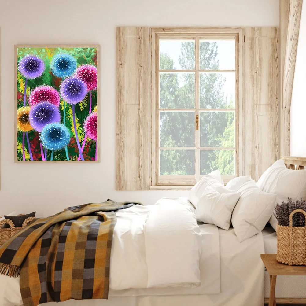 5D DIY Diamond Painting Kits Full Round Drill Color Dandelions Mosaic Craft