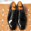 Mens Black Wholecut Dress Shoes Patent Leather