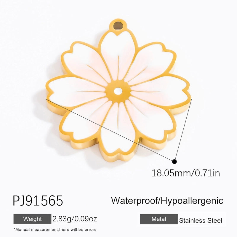 1 Piece 304 Stainless Steel Heart Shape Flower Pendant Jewelry Accessories