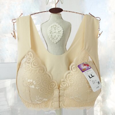 Bras-Plus Size Women Seamless Lace Bralette Wire Free Bra Front Closure Push Up Soutien Gorge One Piece Bras Cup L 2L 3L 4L 5L 6L Bh-Bras           new