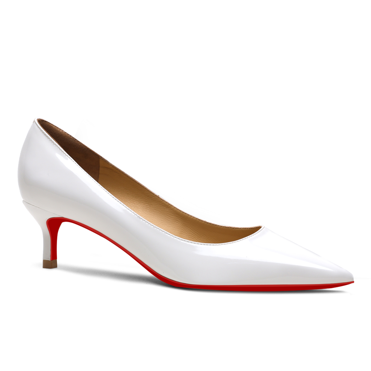 50mm Women's Low Heel Kittens Pointed Toe Red Bottom Casual Slip On Pumps-MERUMOTE